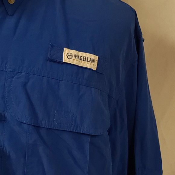 MAGELLAN OUTDOORS MAG WICK Mens Large Royal Blue Fish Long Sleeve Shirt - Picture 3 of 12